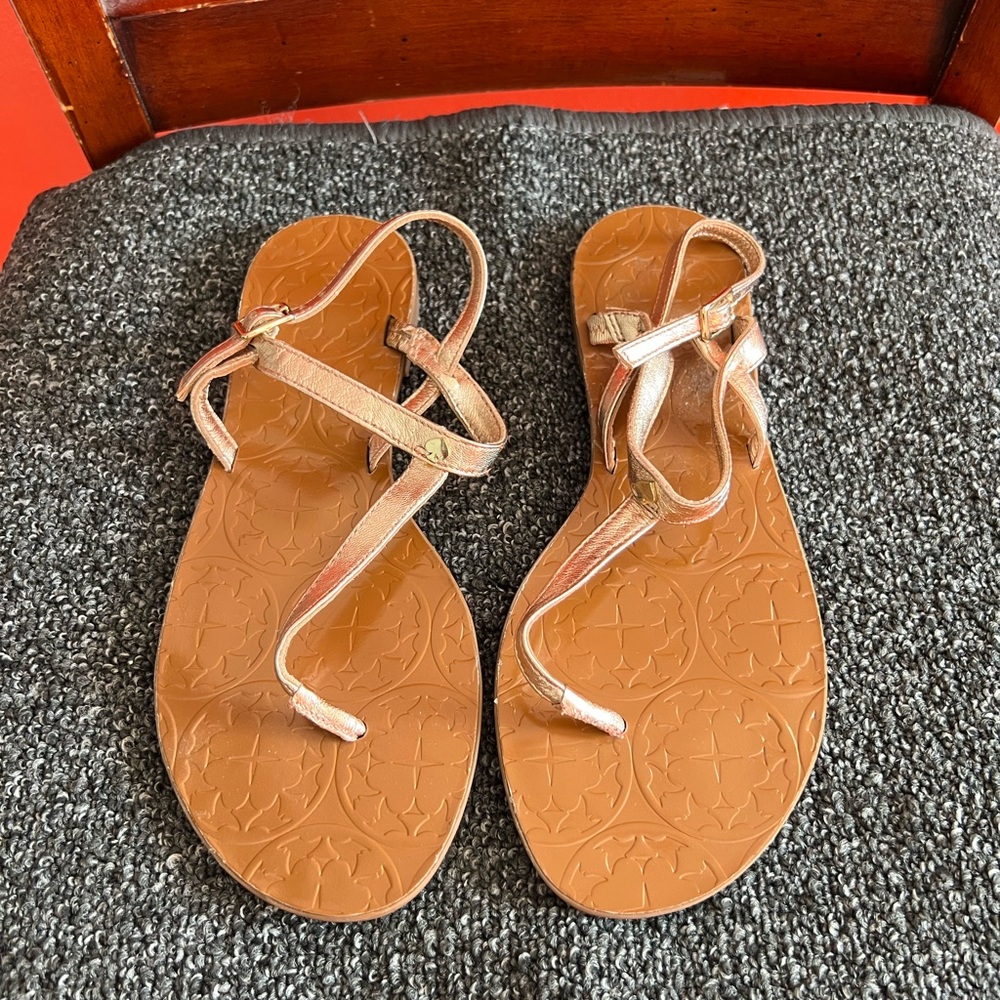 NWOT Kate Spade New York Metallic Rose Gold Ankle Strap Sandals